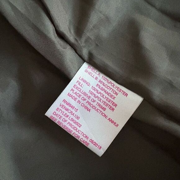 Krush Quilted Olive Coat with Hood Size Small - Picture 7 of 7